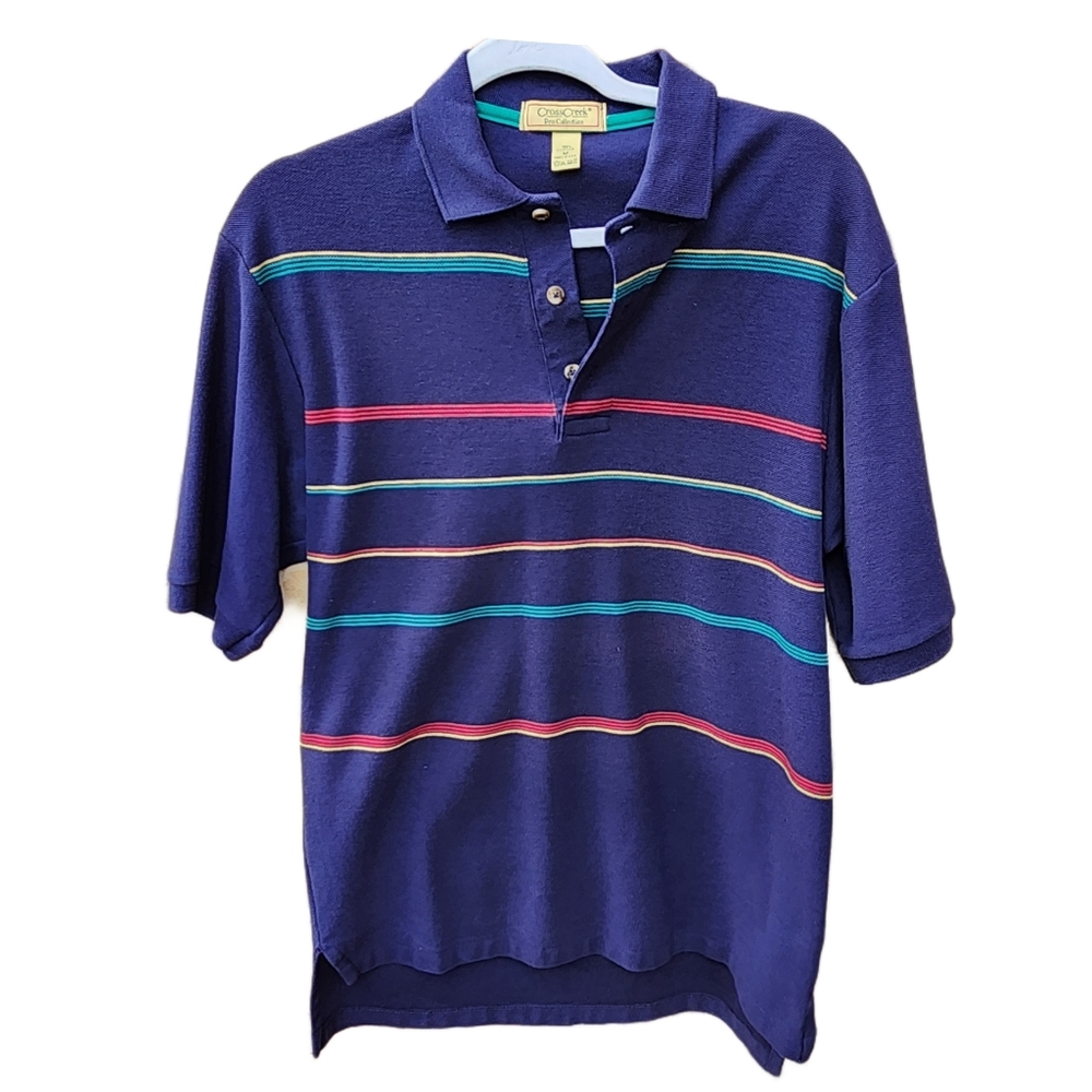 Cross Creek Vintage Pro Blue Polo Desert Spring Teal, Red Size M